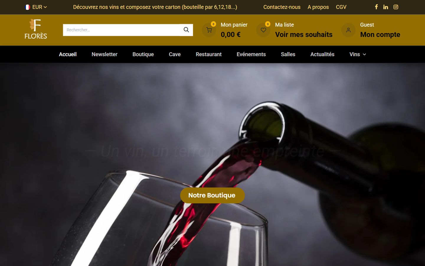 Capture du site Florès, présentation et boutique en ligne.